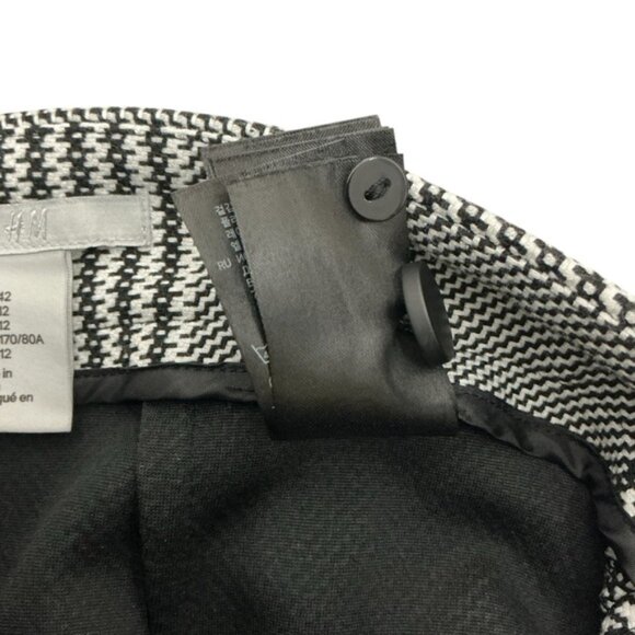 H&M Skirt Metal Back Zipper Classic Black White Houndstooth Plaid Above Knee 12 - Picture 6 of 16